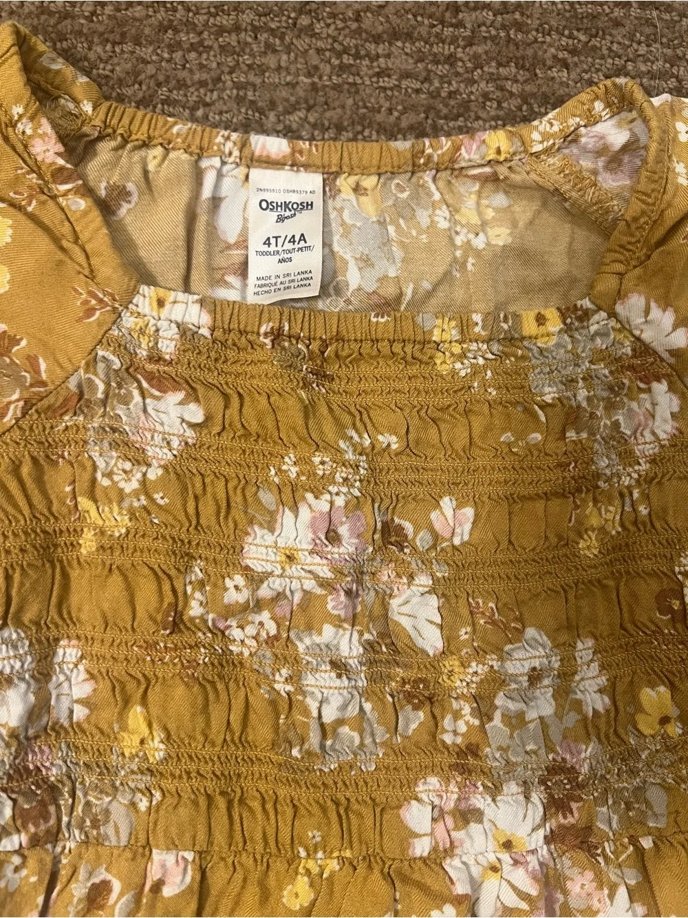 OshKosh B'gosh Mustard Floral Smocked Dress